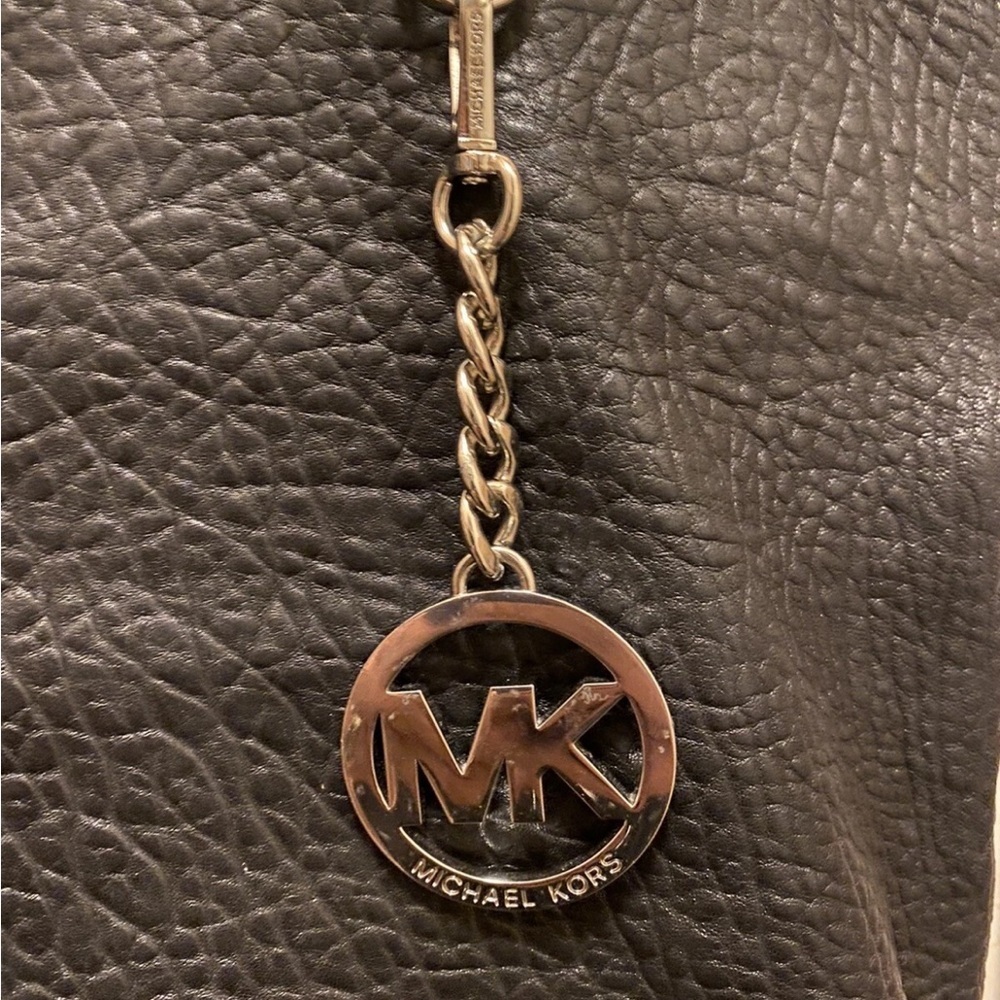 Michael Kors Channing Large Black Pebbled Leather Satchel Shoulder Tote Bag EUC - Picture 3 of 14